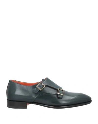 Santoni Man Loafers Dark Green Size 8.5 Leather