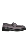 Santoni Man Loafers Grey Size 9 Leather In Gray
