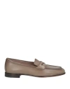 Santoni Mens Brown Carlos Flex Leather Loafers In Beige