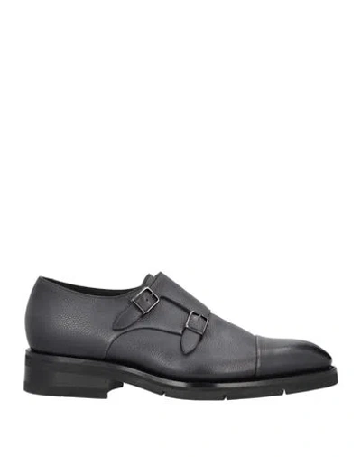 Santoni Man Loafers Lead Size 10.5 Soft Leather In Grey