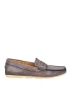 Santoni Man Loafers Lead Size 7.5 Leather In Grey
