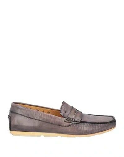 Santoni Man Loafers Lead Size 7.5 Leather In Grey
