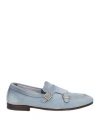 Santoni Man Loafers Light Blue Size 8 Leather