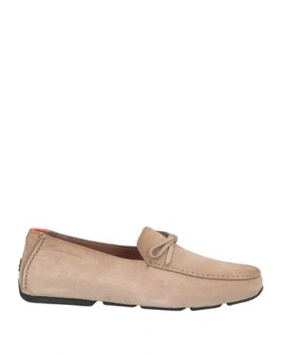 Santoni Man Loafers Light Brown Size 9 Leather In Sand