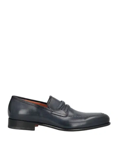Santoni Man Loafers Midnight Blue Size 11 Leather