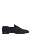 Santoni Man Loafers Midnight Blue Size 7.5 Leather In Blue