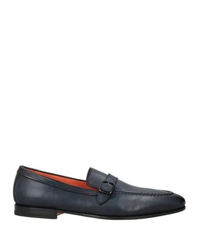 Santoni Man Loafers Midnight Blue Size 12 Soft Leather
