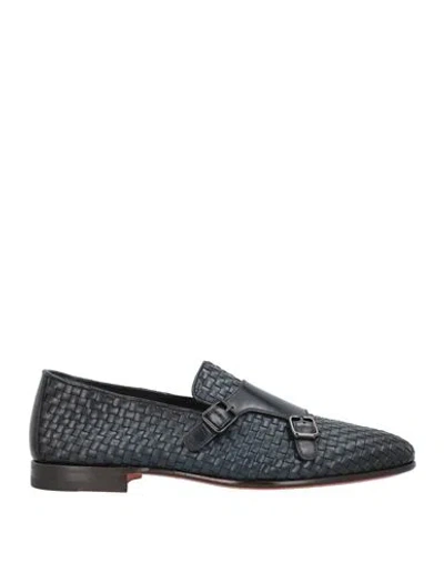 Santoni Man Loafers Midnight Blue Size 7.5 Leather