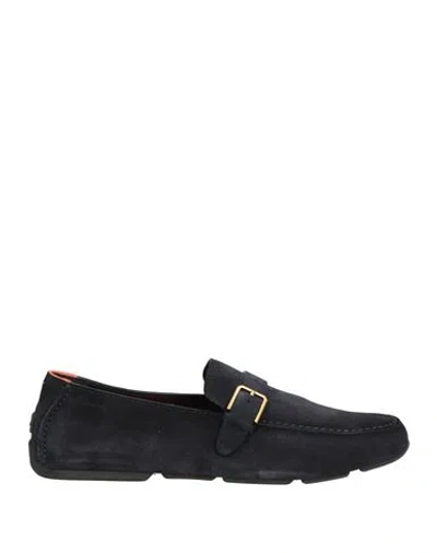 Santoni Man Loafers Midnight Blue Size 8 Leather