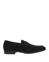 Santoni Man Loafers Midnight Blue Size 7.5 Leather In Blue