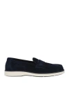 Santoni Man Loafers Midnight Blue Size 9 Leather In Blue