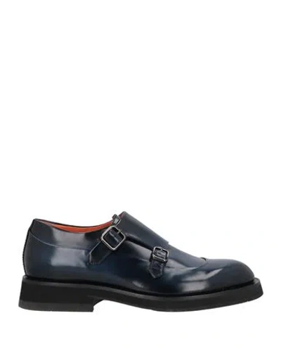 Santoni Man Loafers Midnight Blue Size 9 Leather