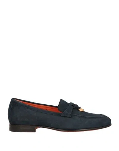 Santoni Man Loafers Midnight Blue Size 9 Leather
