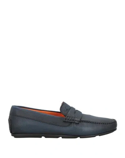 Santoni Man Loafers Midnight Blue Size 9 Leather