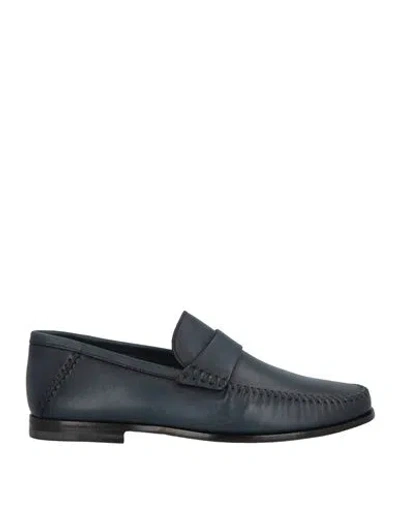 Santoni Man Loafers Midnight Blue Size 9 Leather