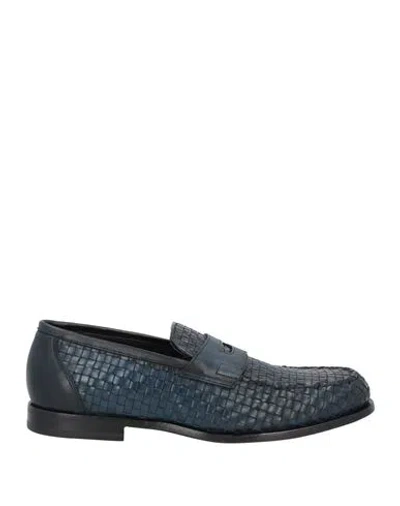 Santoni Man Loafers Midnight Blue Size 9 Leather