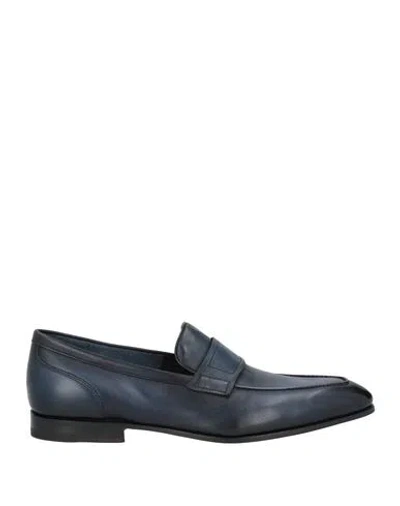 Santoni Man Loafers Midnight Blue Size 9 Leather