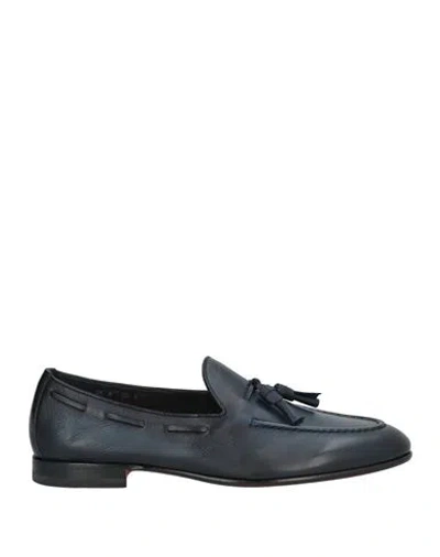 Santoni Man Loafers Midnight Blue Size 9 Leather