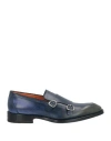 Santoni Goodyear Man Loafers Navy Size 10.5 Leather In Navy
