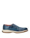 Santoni Man Loafers Slate Blue Size 7.5 Leather In Navy
