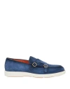 Santoni Almond-toe Suede Monk Shoes In Navy