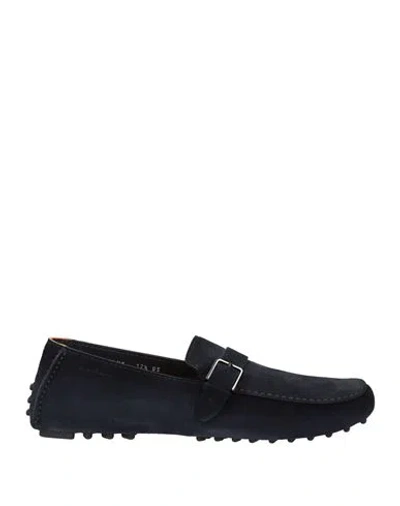 Santoni Buckle-strap Suede Loafers In Navy