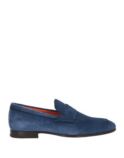 Santoni Man Loafers Navy Size 9 Leather