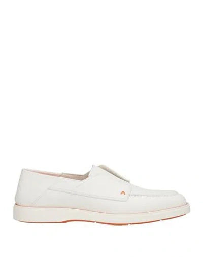 Santoni Man Loafers Off White Size 6.5 Leather