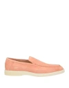 Santoni Almond-toe Suede Loafers In Salmon Pink