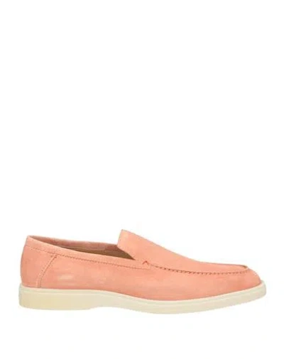 Santoni Almond-toe Suede Loafers In Salmon Pink