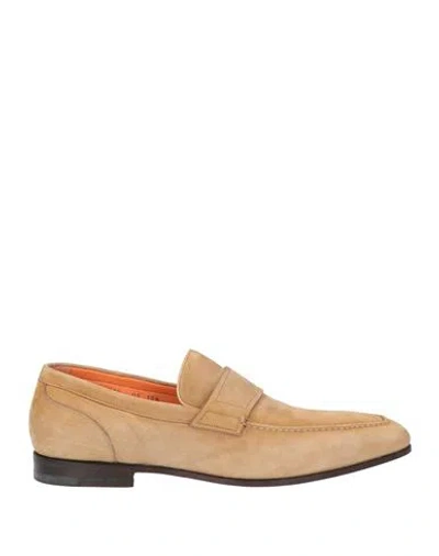 Santoni Man Loafers Sand Size 9.5 Leather In Neutral