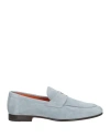 Santoni Man Loafers Sky Blue Size 9 Leather In Blue
