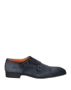 Santoni Round Toe Calf Suede Brogues With Rubber Sole In Blue