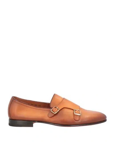 Santoni Man Loafers Tan Size 13 Leather In Brown