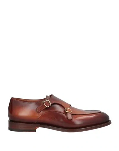 Santoni Man Loafers Tan Size 6 Leather In Brown