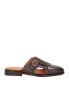 Santoni Mens Dark Brown Monk Double-buckle Leather Mules In Brown