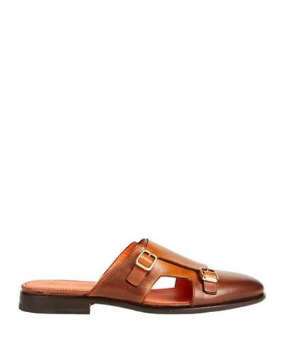 Santoni Man Mules & Clogs Tan Size 10.5 Leather In Brown