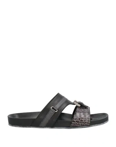 Santoni Man Sandals Black Size 9 Leather