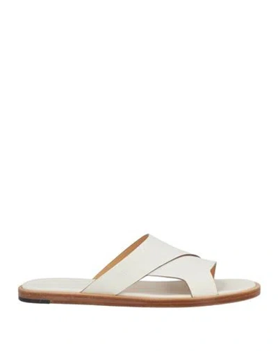 Santoni Man Sandals Ivory Size 8.5 Leather In Animal Print