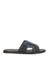 Santoni Man Sandals Midnight Blue Size 7.5 Leather