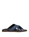 Santoni Man Sandals Navy Blue Size 12 Soft Leather