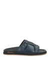 Santoni Man Sandals Navy Size 9 Leather In Navy