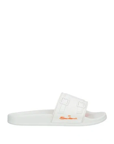 Santoni Man Sandals White Size 9 Rubber In White