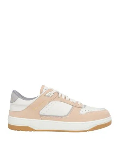 Santoni Man Sneakers Beige Size 9 Leather