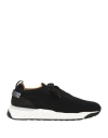 Santoni Man Sneakers Black Size 10.5 Leather, Textile Fibers
