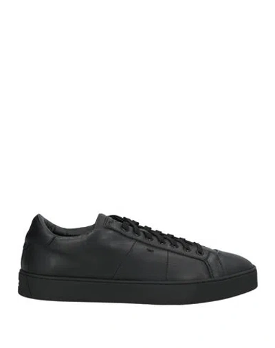 Santoni Man Sneakers Black Size 12 Leather