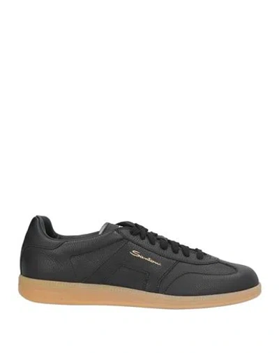 Santoni Man Sneakers Black Size 6 Leather
