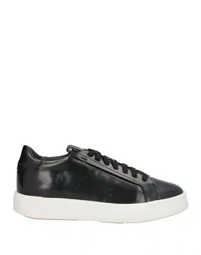 Santoni Man Sneakers Black Size 6.5 Leather