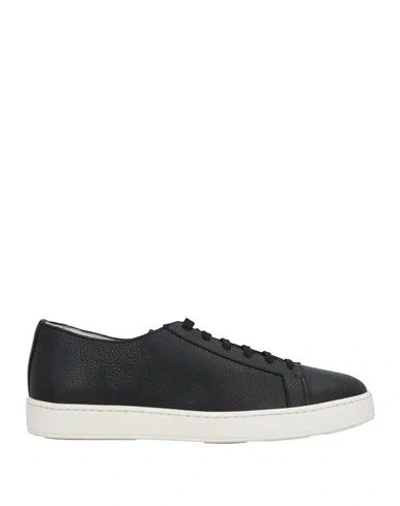 Santoni Man Sneakers Black Size 7 Soft Leather