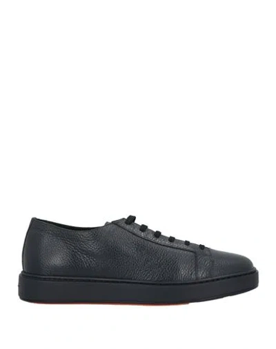 Santoni Man Sneakers Black Size 7.5 Leather